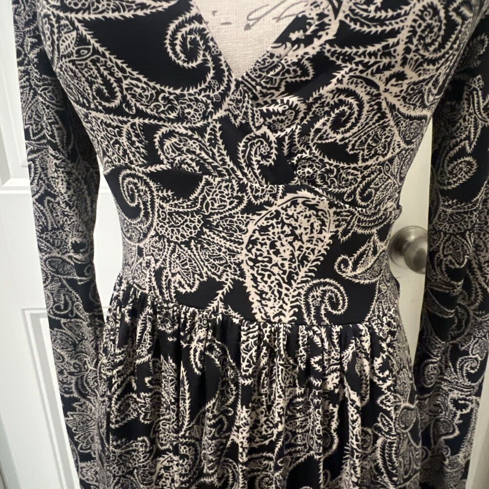 Ecote Paisley Black/gold V Neck Floral Boho Cottagecore Festival Prairie Size S - Picture 5 of 9